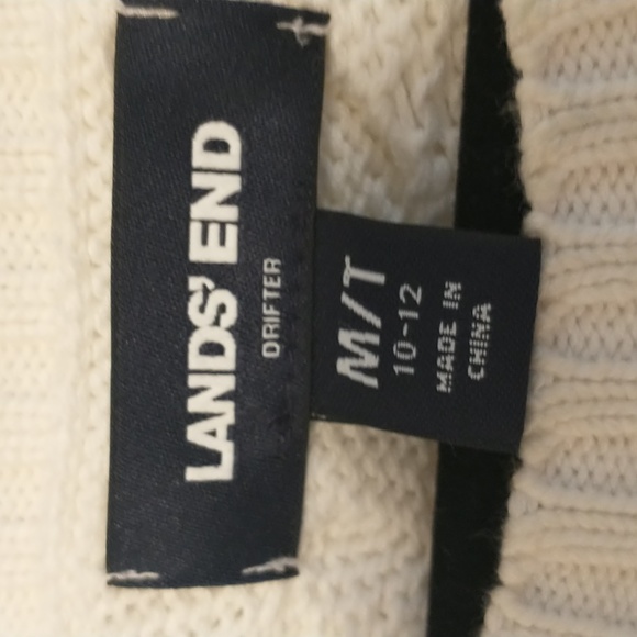 Lands' end cream drifter cable knit sweater MT - Picture 3 of 5